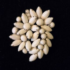 Vintage Milkglass Bead Brooch Pin 1960s